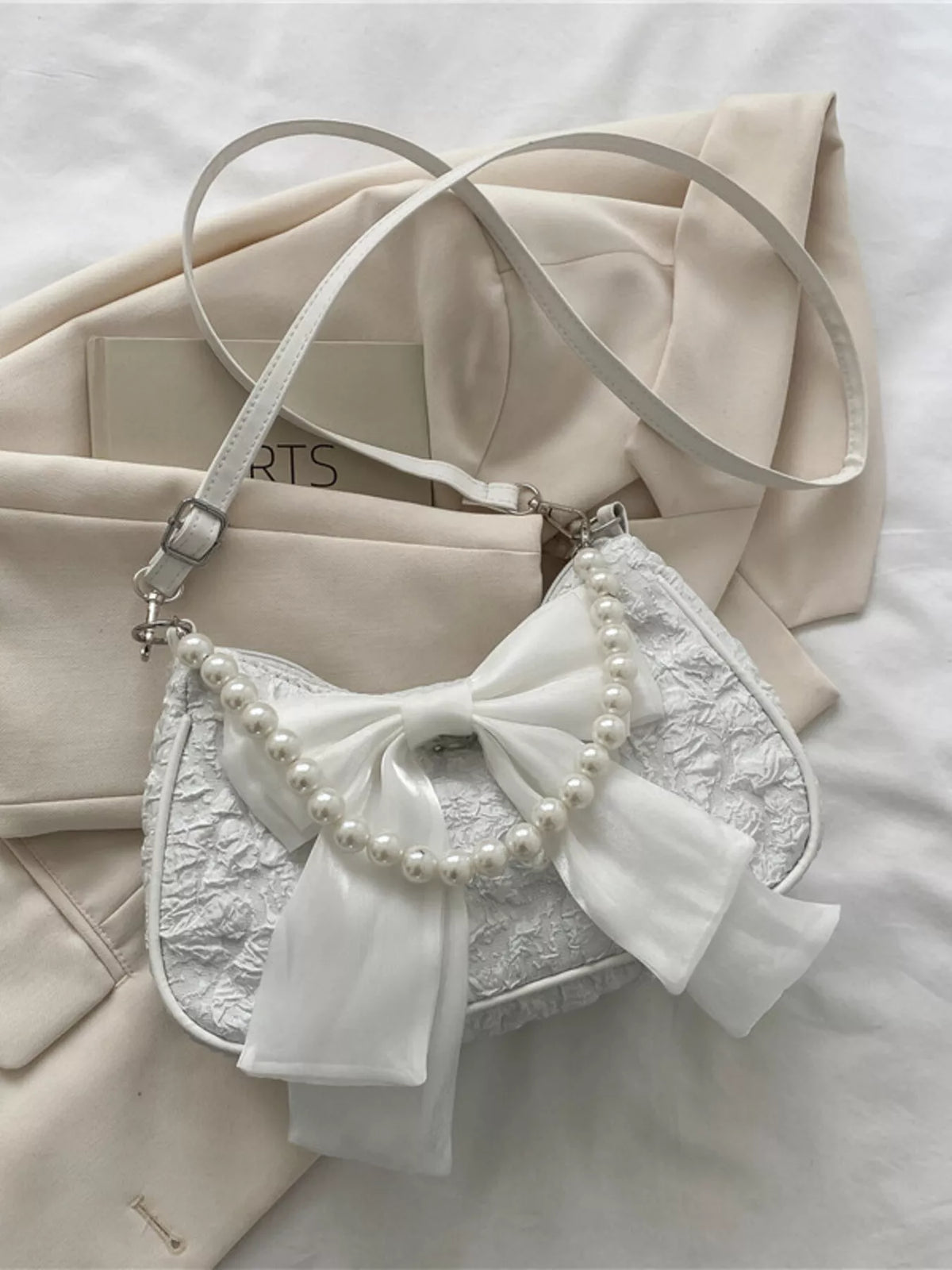Bow Pearl Chain Crossbody Bag
