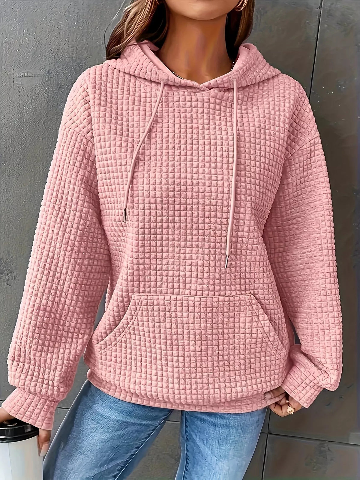 Sudadera con capucha de punto texturizado y cordón