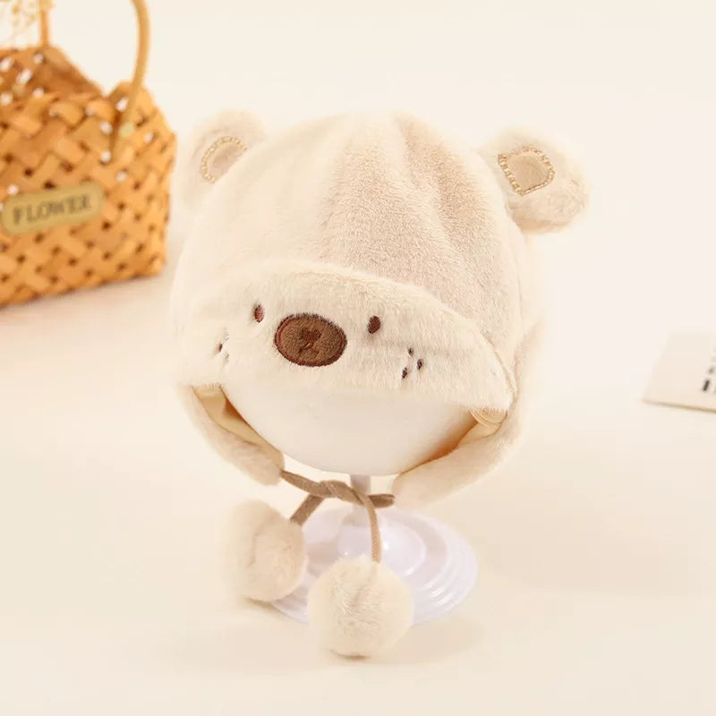 Gorro de felpa con orejas de oso para niños