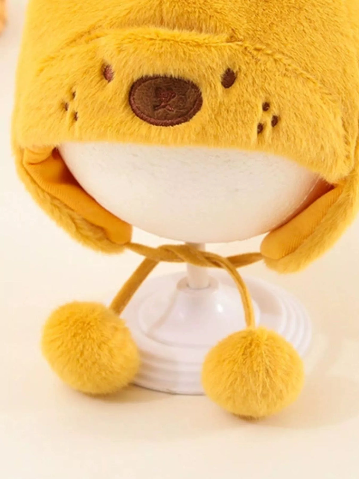 Gorro de felpa con orejas de oso para niños