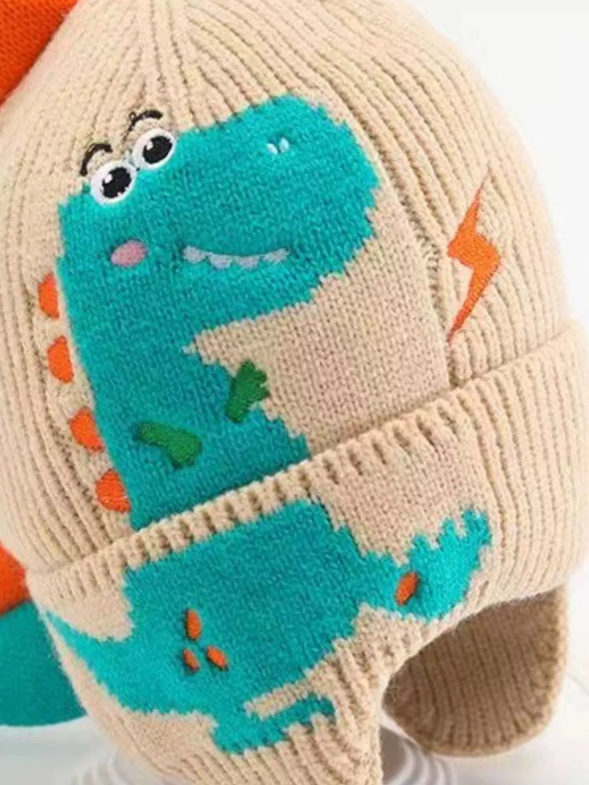 Gorro de dinosaurio de punto para niños