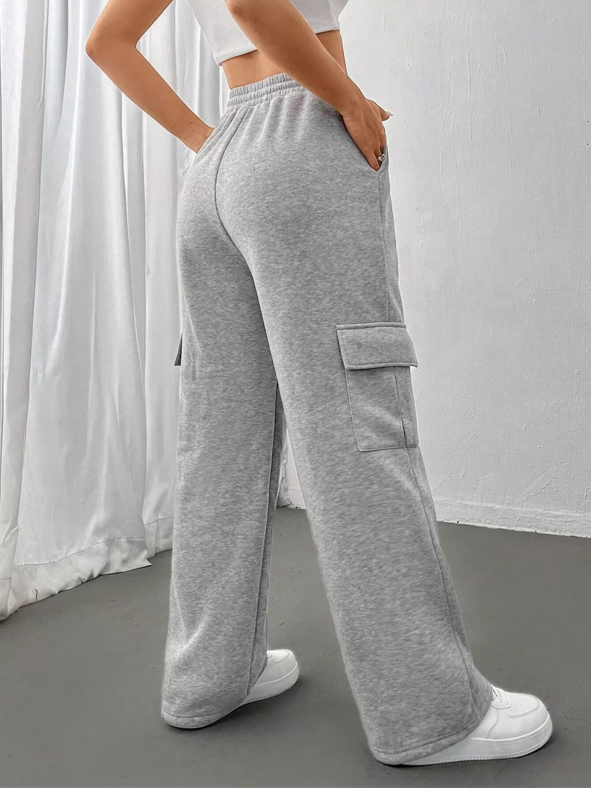 Pantalones de corte holgado con cintura con cordón