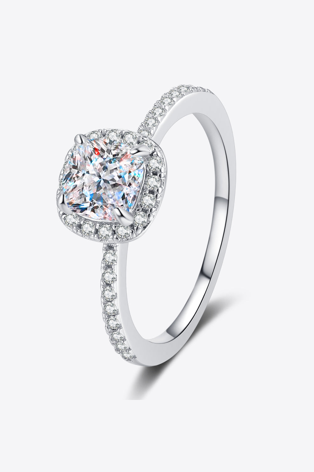 Anillo de moissanita de 1 quilate con halo de plata de ley 925