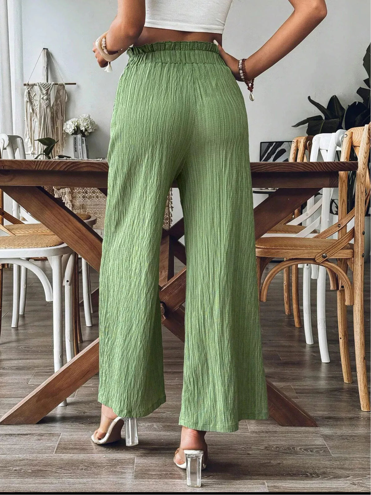 Pantalones Anchos de Tiro Alto