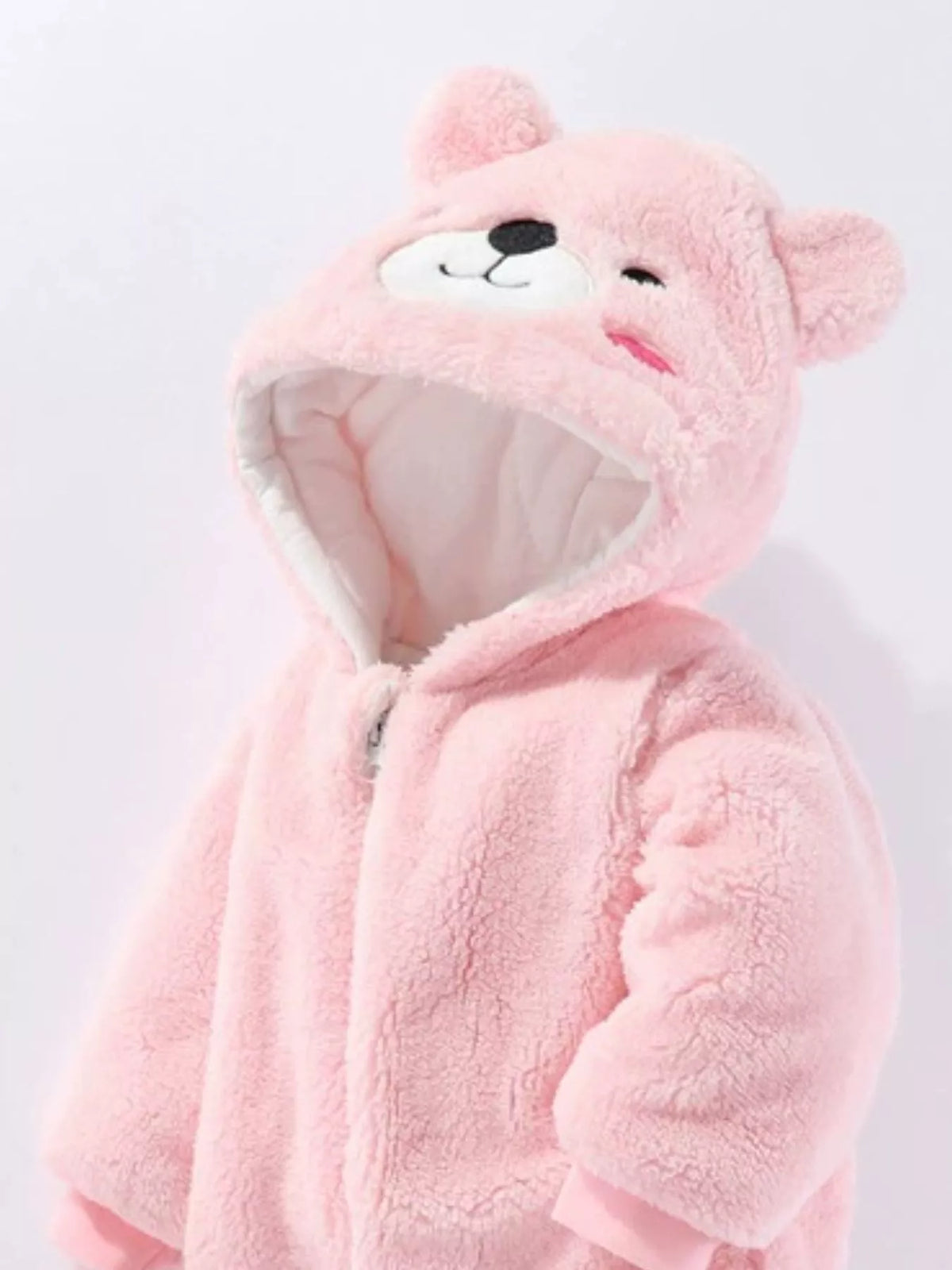 Mono de forro polar con capucha y orejas de oso para niños