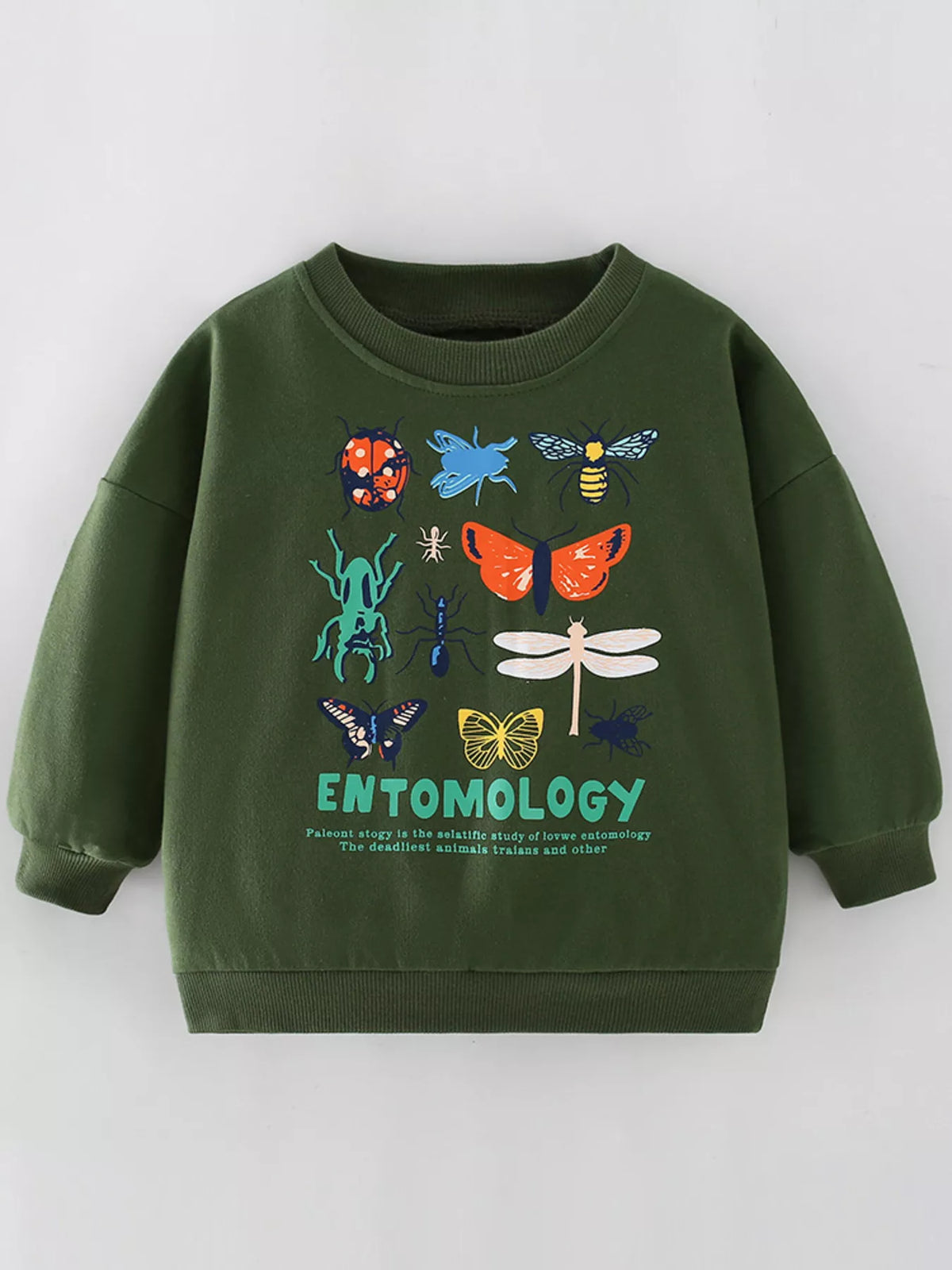 Sudadera infantil con cuello redondo y mariposas