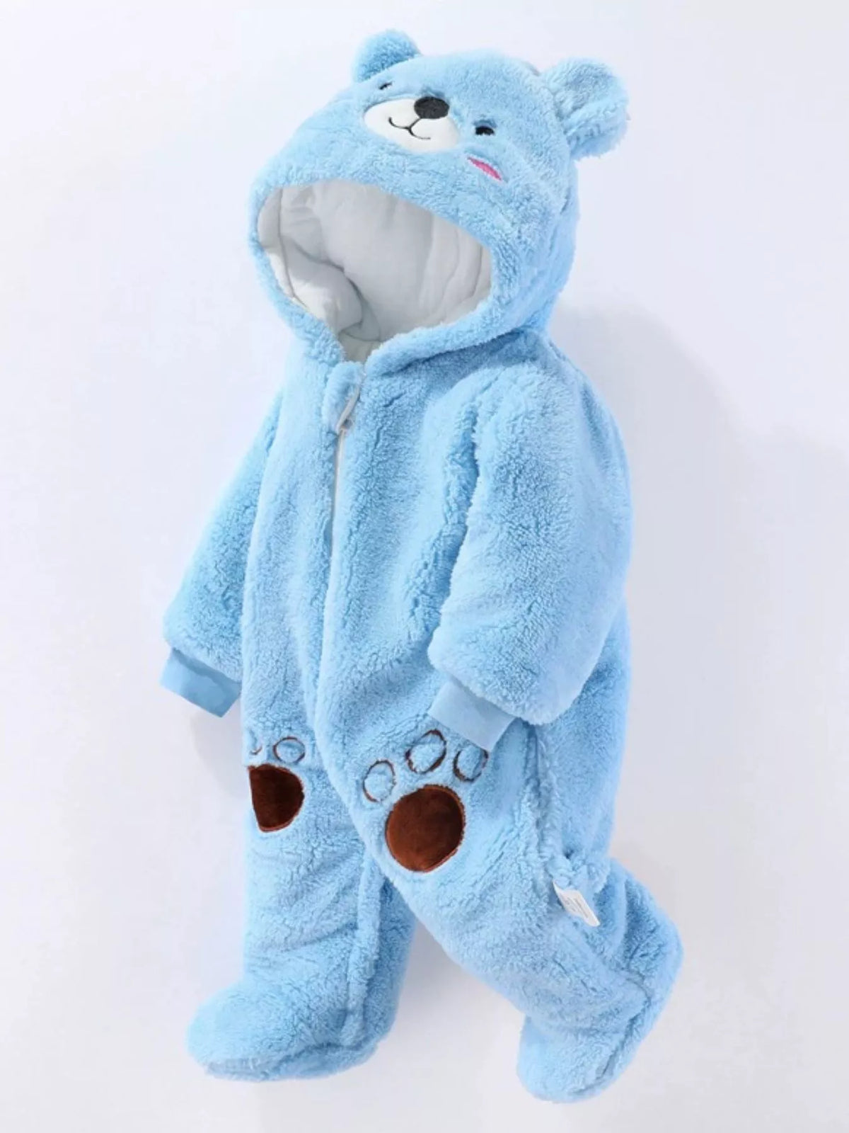 Mono de forro polar con capucha y orejas de oso para niños