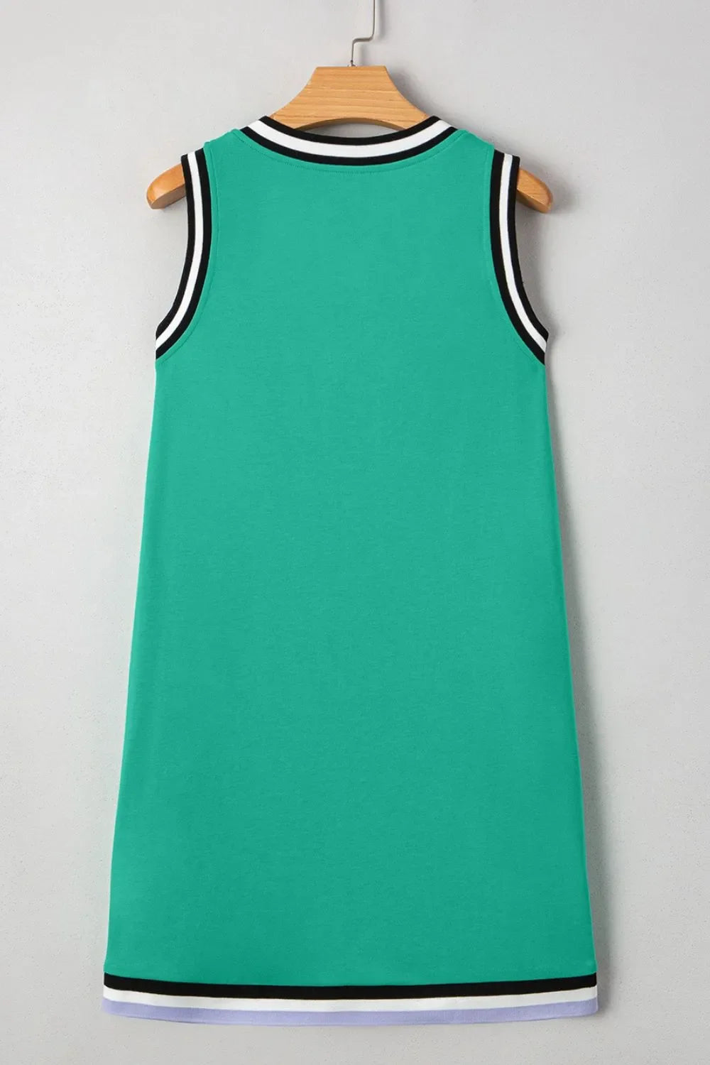 Vestido mini recto sin mangas con escote en V y ribete de contraste de color
