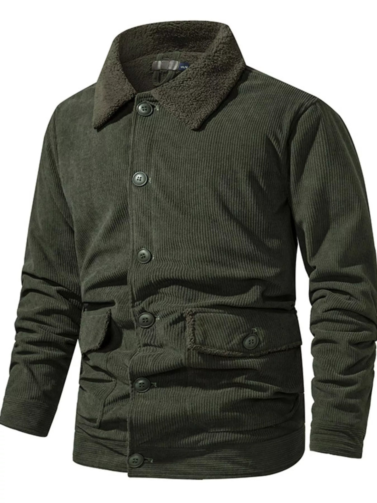Chaqueta con botones de pana y forro Sherpa para hombre