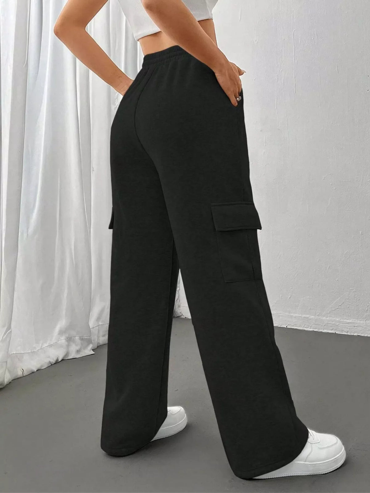 Pantalones de corte holgado con cintura con cordón