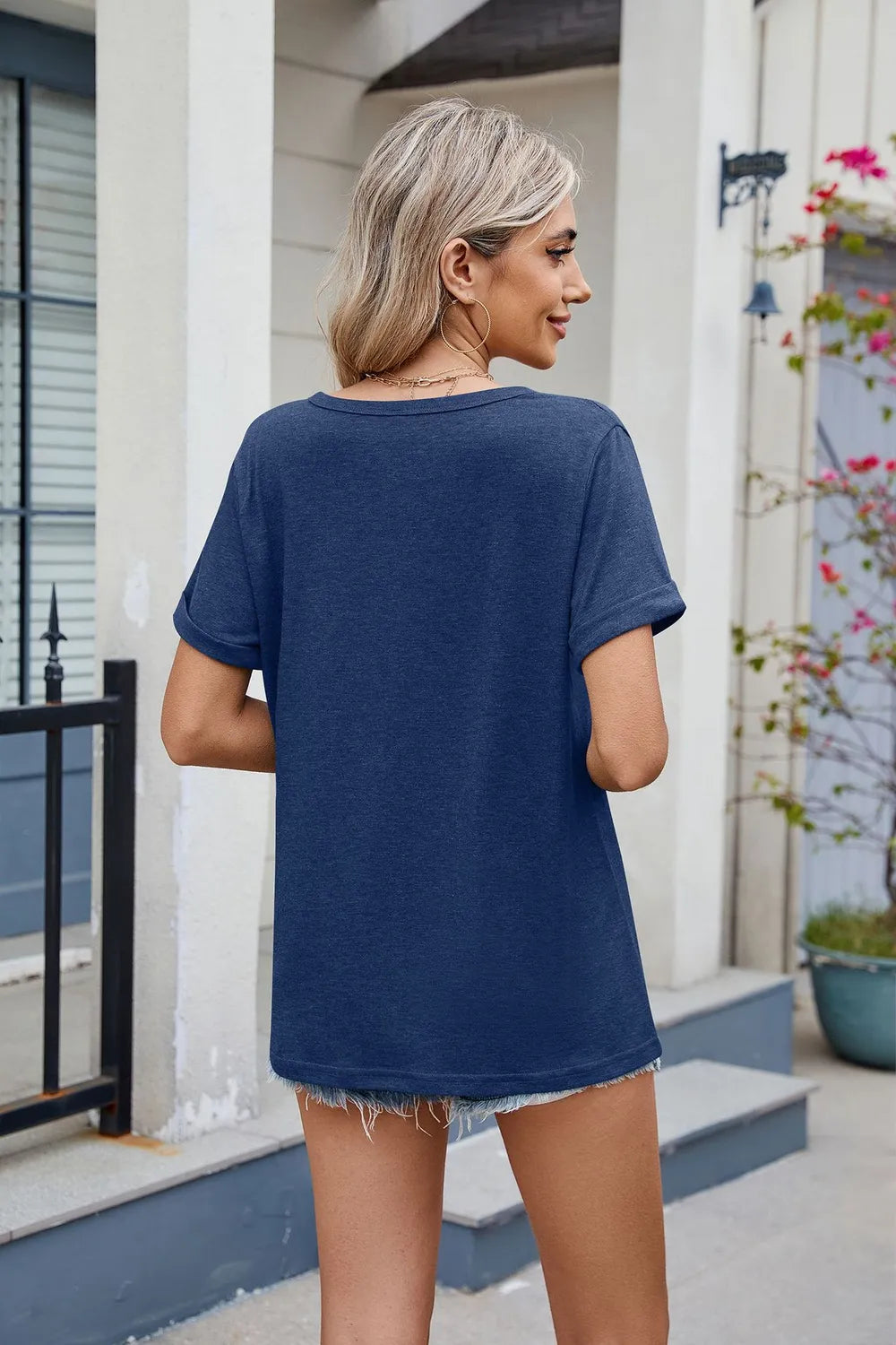 Camiseta de manga corta con muescas Florira