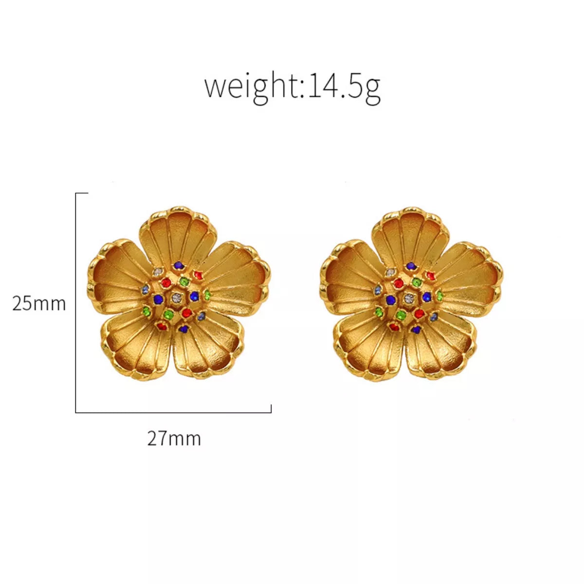 Pendientes de flor chapados en oro de 18 quilates