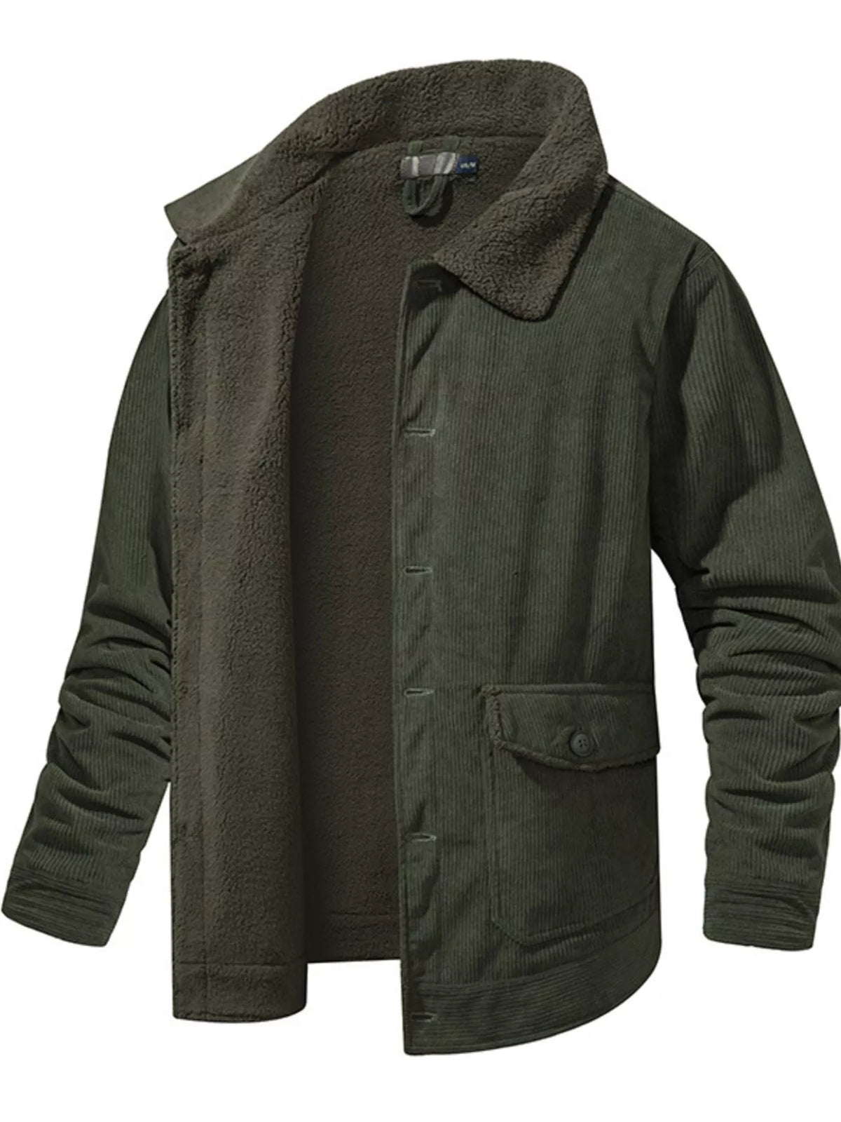 Chaqueta con botones de pana y forro Sherpa para hombre
