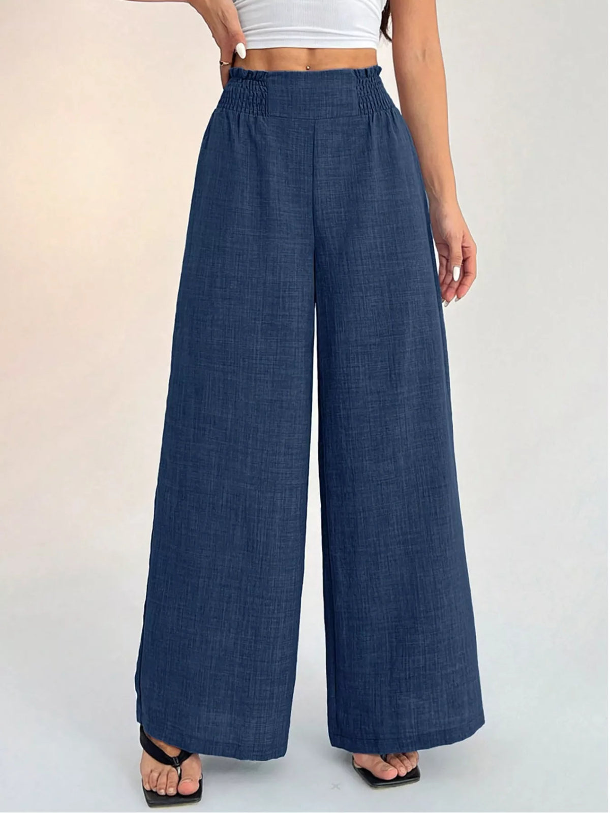 Pantalones de pernera ancha con cintura elástica