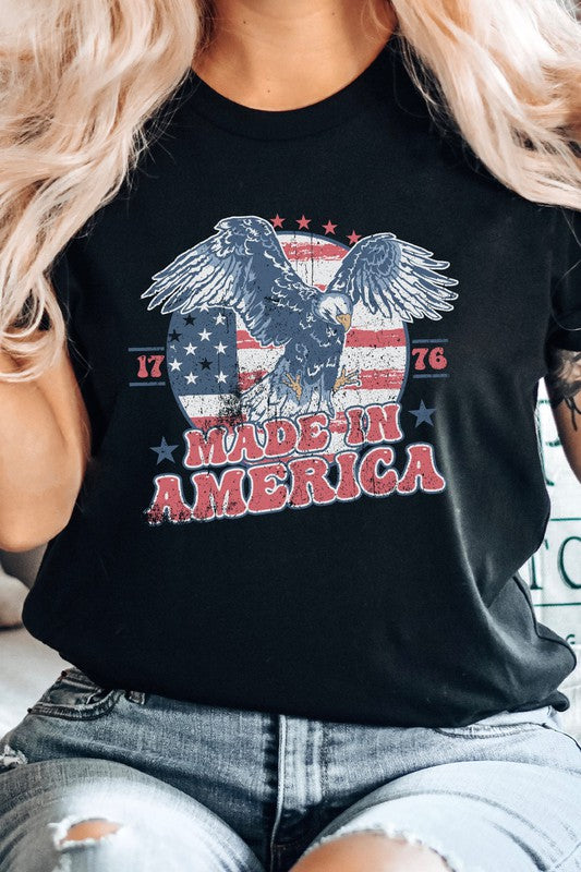 Camiseta con gráfico de águila retro de 1776, hecha en Estados Unidos