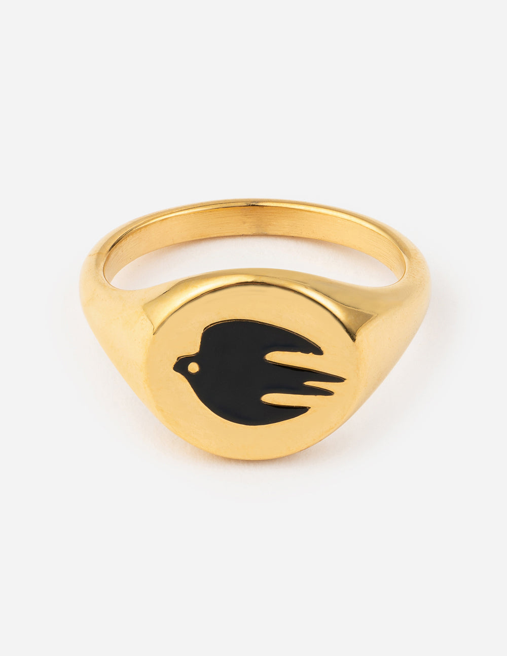 Anillo de paloma de oro con esmalte negro