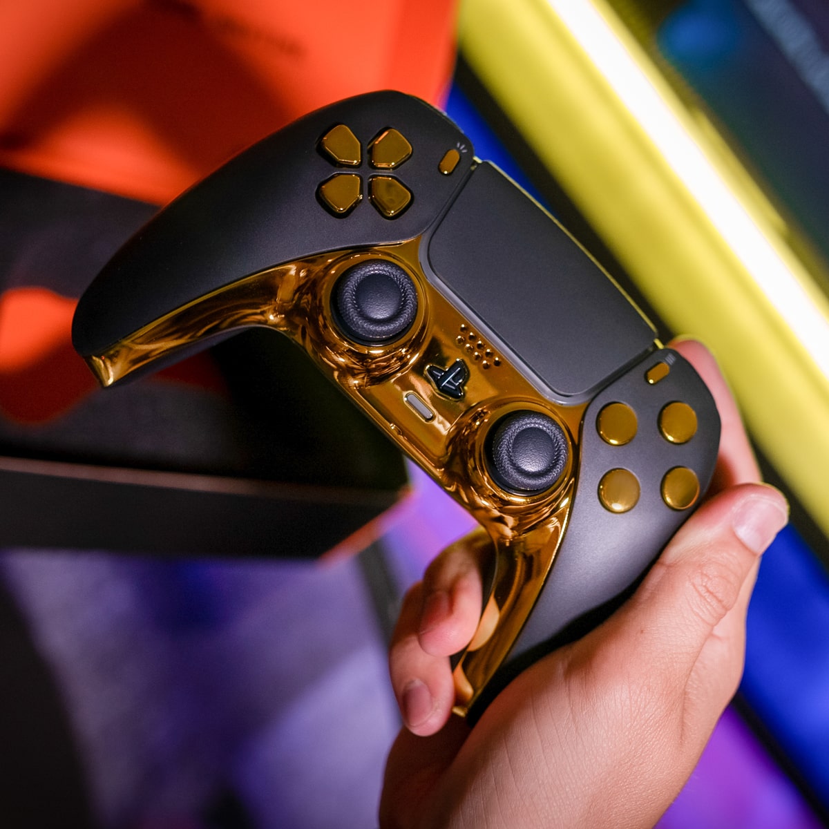 CONTROLADOR PS5 MODIFICADO PERSONALIZADO NEGRO DORADO