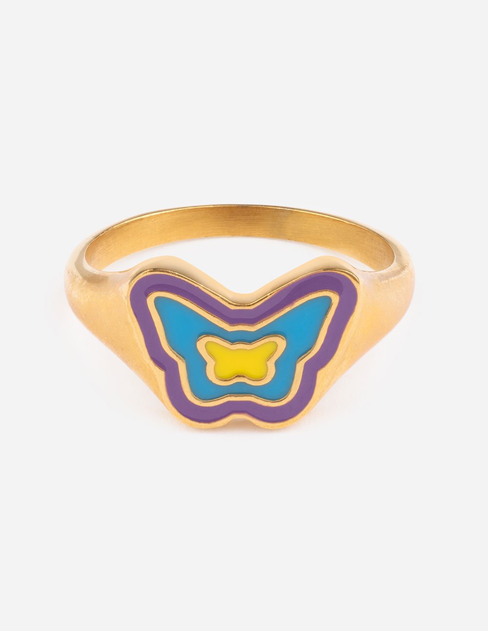 Anillo de mariposa de esmalte azul