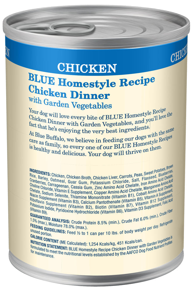 Blue Buffalo Receta Casera Cena de Pollo con Verduras del Jardín para Adultos (354g)