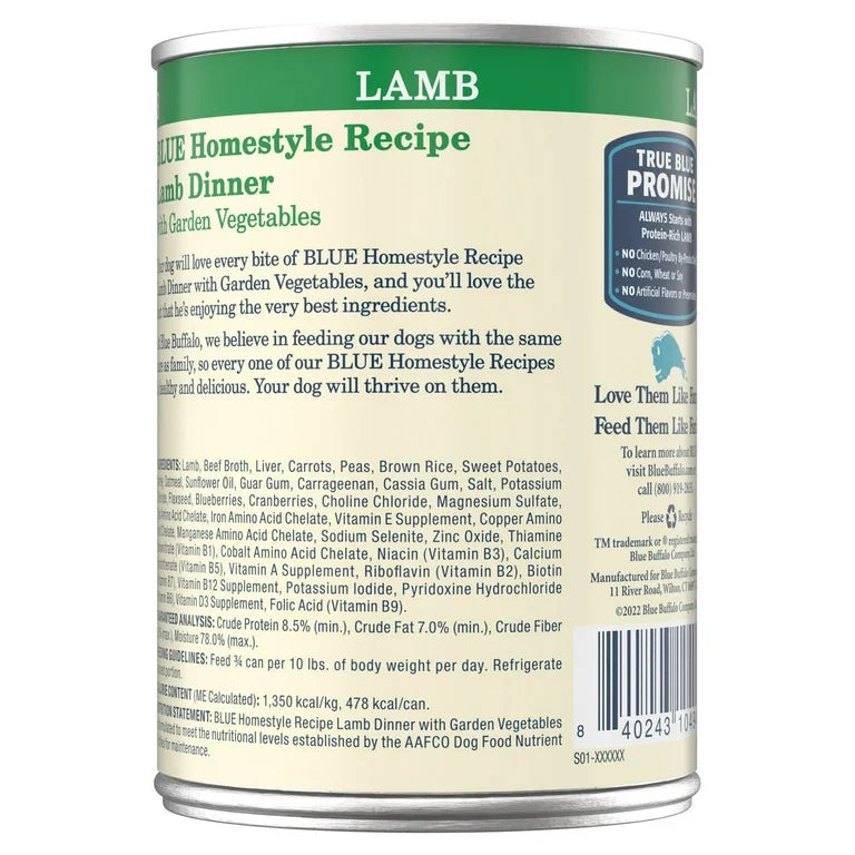 Blue Buffalo Receta Casera – Cena de Cordero y Arroz Integral para Adultos (12.5oz)