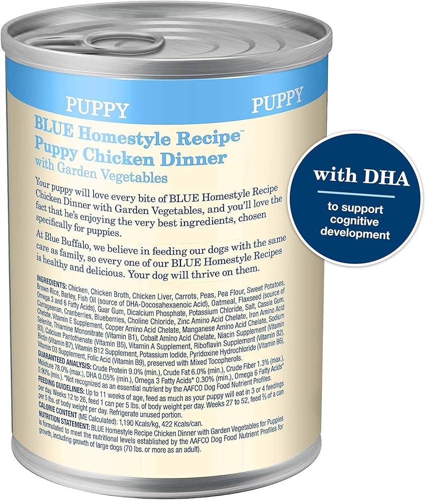 Blue Buffalo Receta Casera para Cachorros – Cena de Pollo con Verduras del Jardín (12.5 oz)