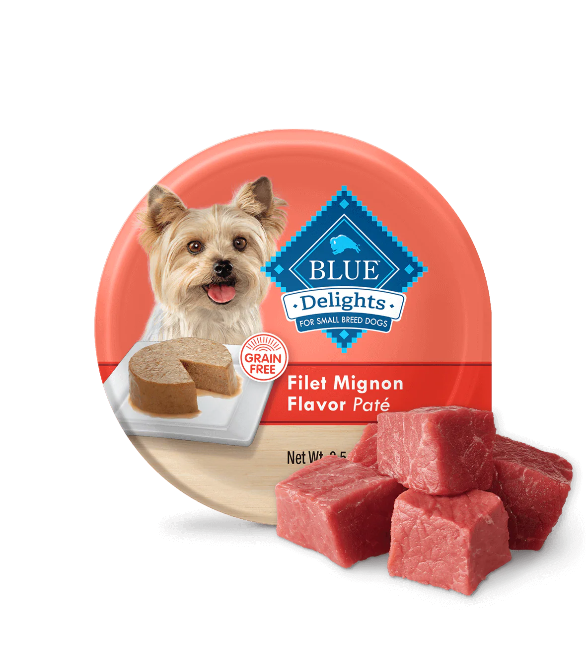 Alimento Húmedo para Perros Blue Buffalo Delights para Razas Pequeñas, Paté de Filet Mignon (3.5 oz)