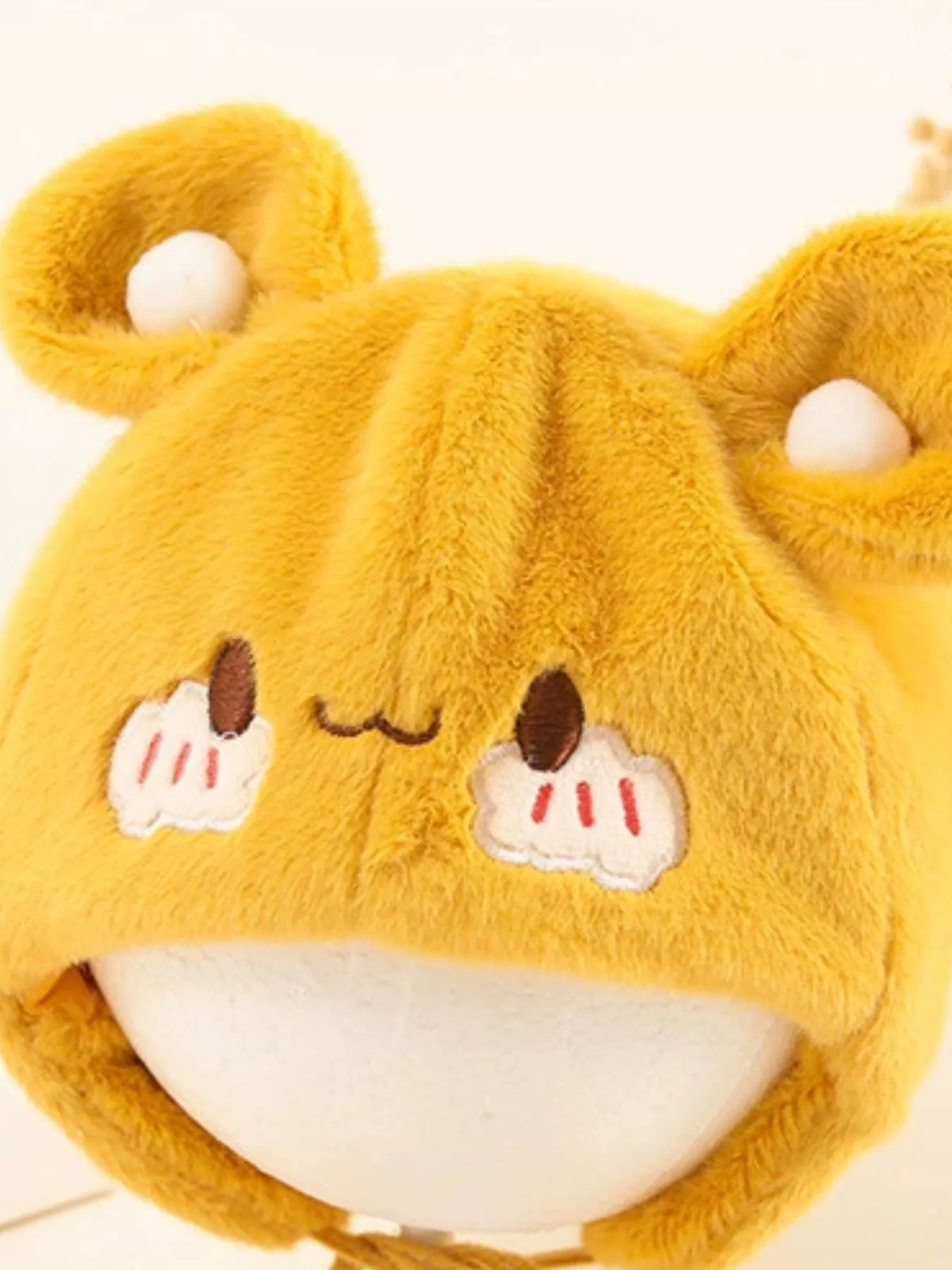 Gorro de felpa con orejas de oso para niños