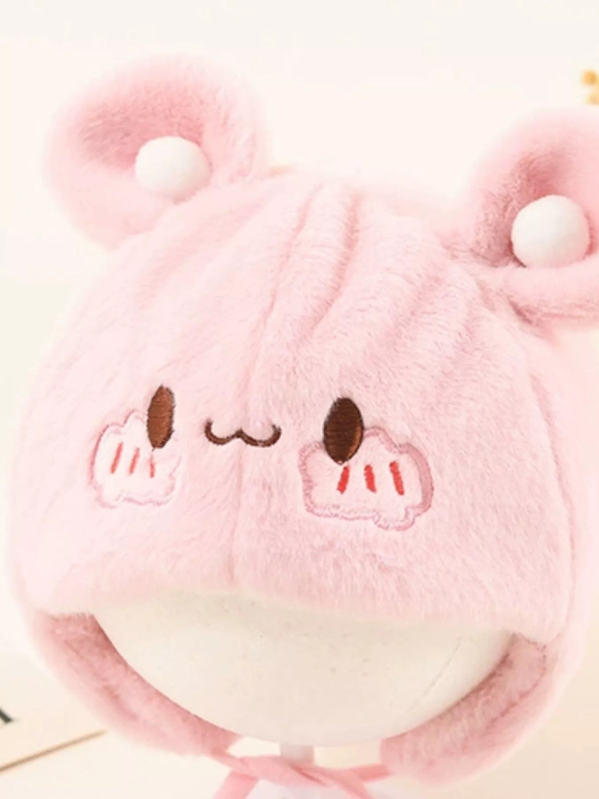 Gorro de felpa con orejas de oso para niños