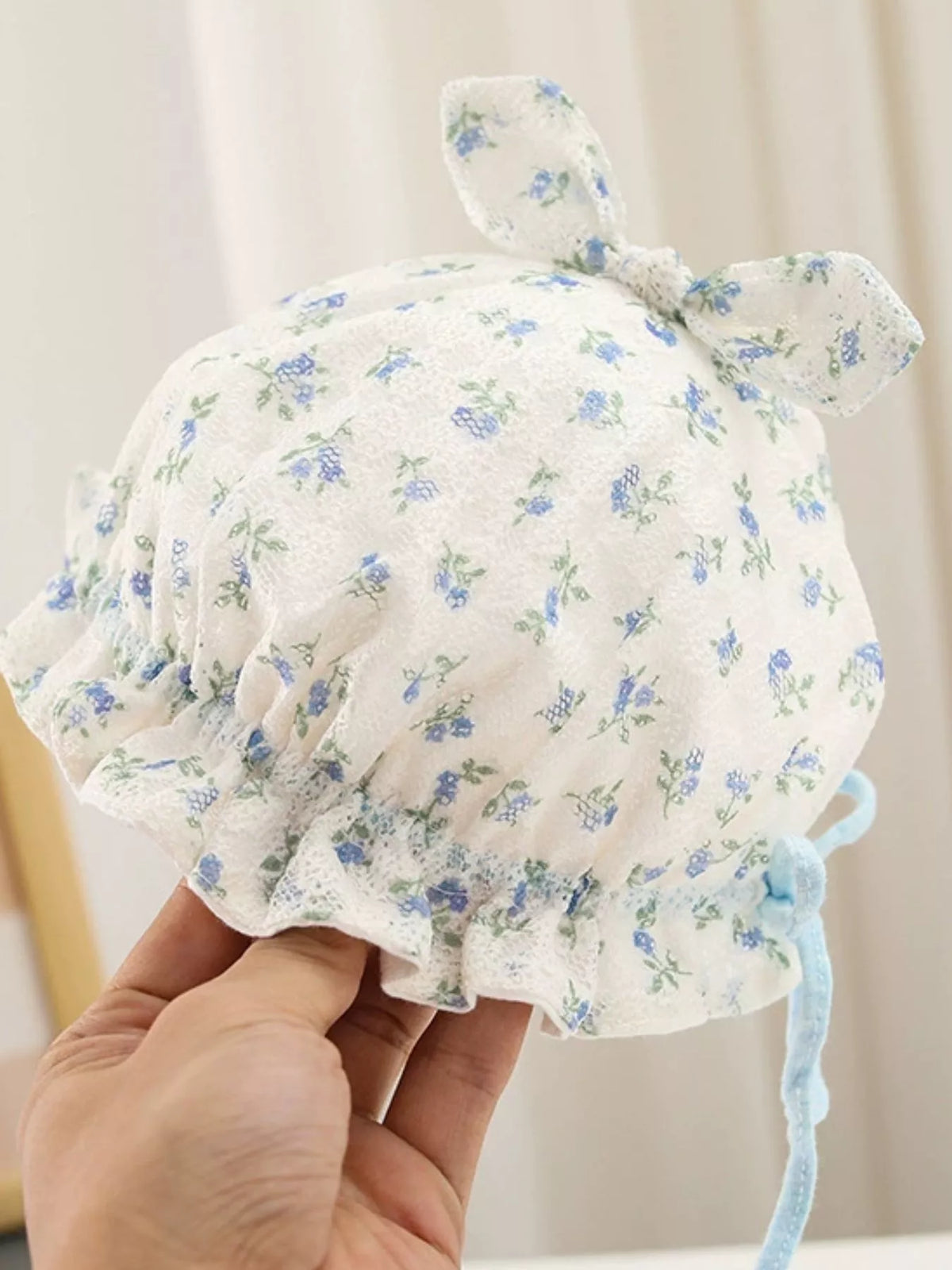 Children's Floral Print Bunny Ear Hat