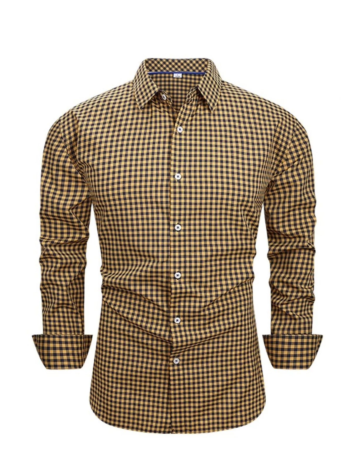 Men's Full Size Classic Fit Long Sleeve Gingham Shirt Plus Size
