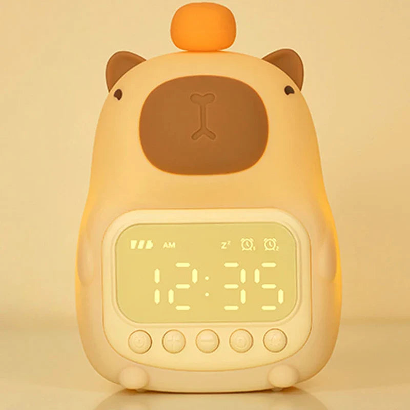 Reloj despertador con luz nocturna de carpincho