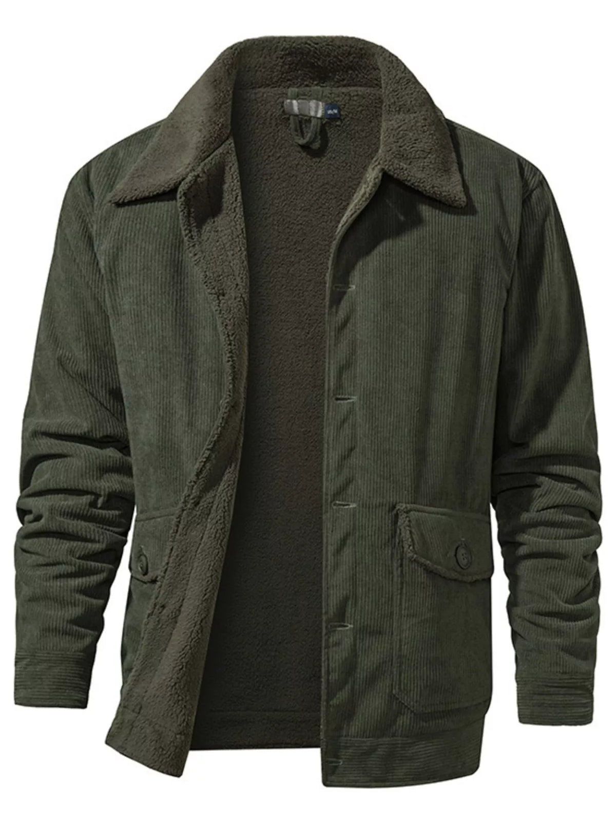 Chaqueta con botones de pana y forro Sherpa para hombre