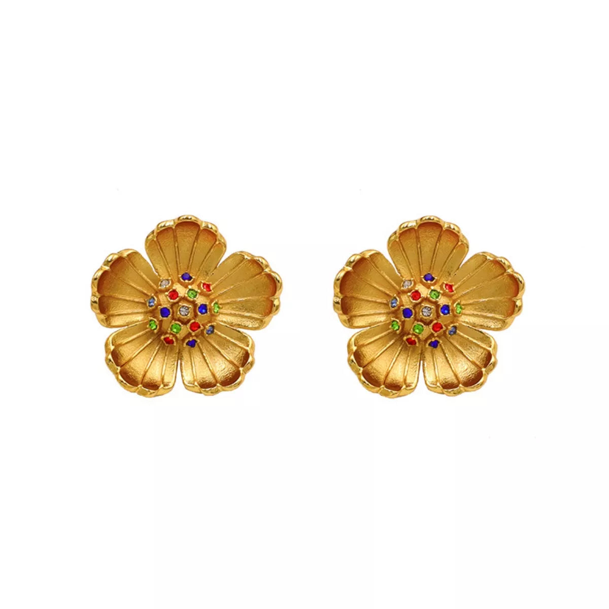 Pendientes de flor chapados en oro de 18 quilates
