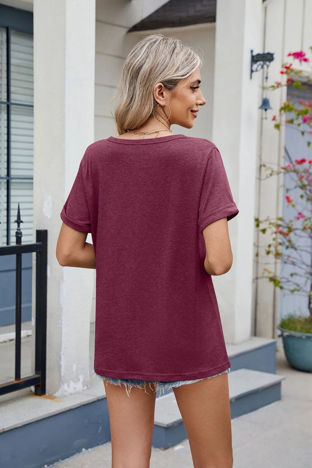 Camiseta de manga corta con muescas Florira