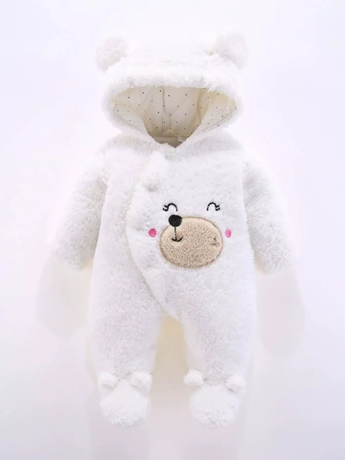 Children's Cute Bear Hooded Fleece One-Piece