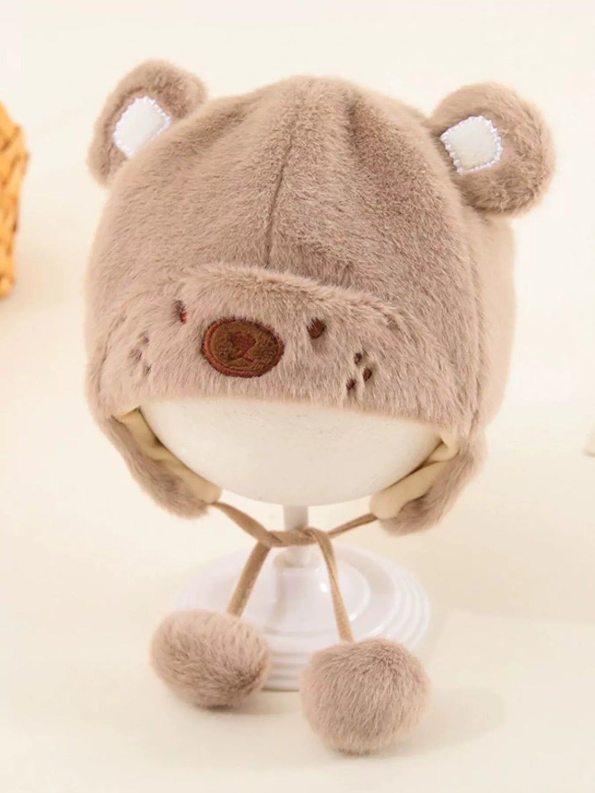 Gorro de felpa con orejas de oso para niños