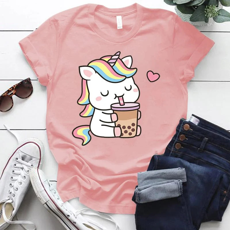 Camiseta de unicornio con té Boba