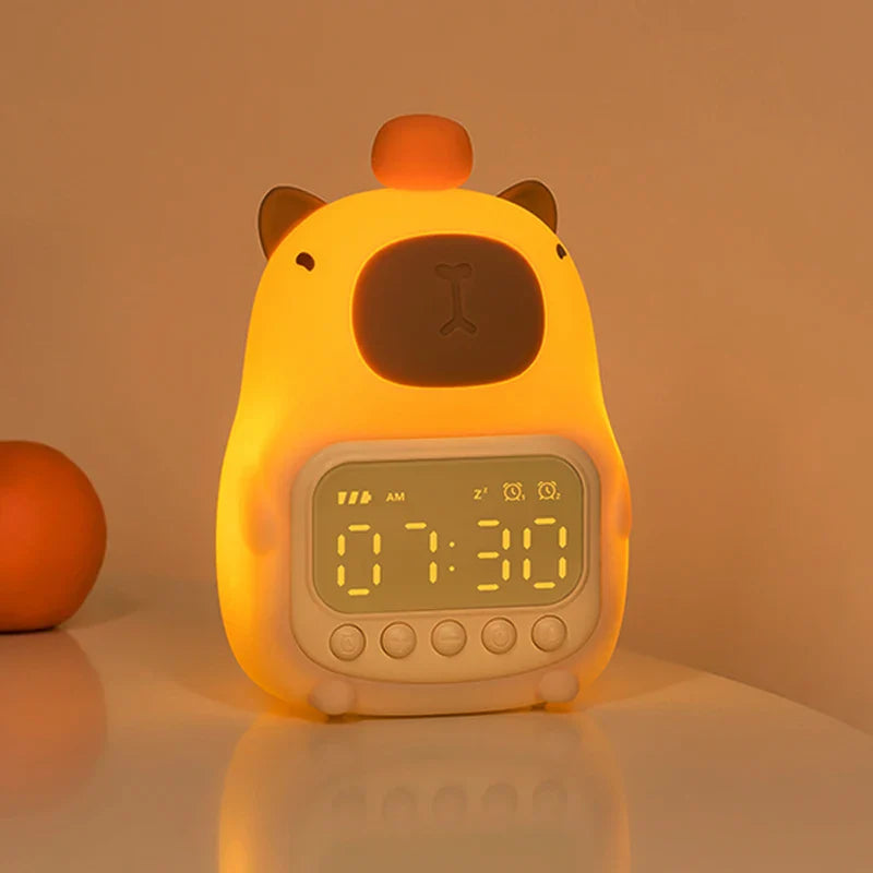 Reloj despertador con luz nocturna de carpincho
