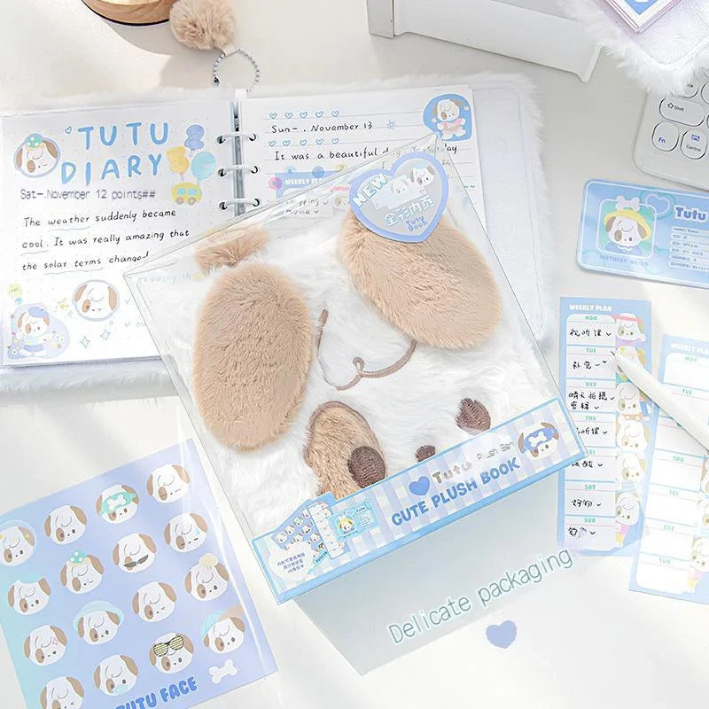 Cuadernos de peluche con forma de cachorro y gato