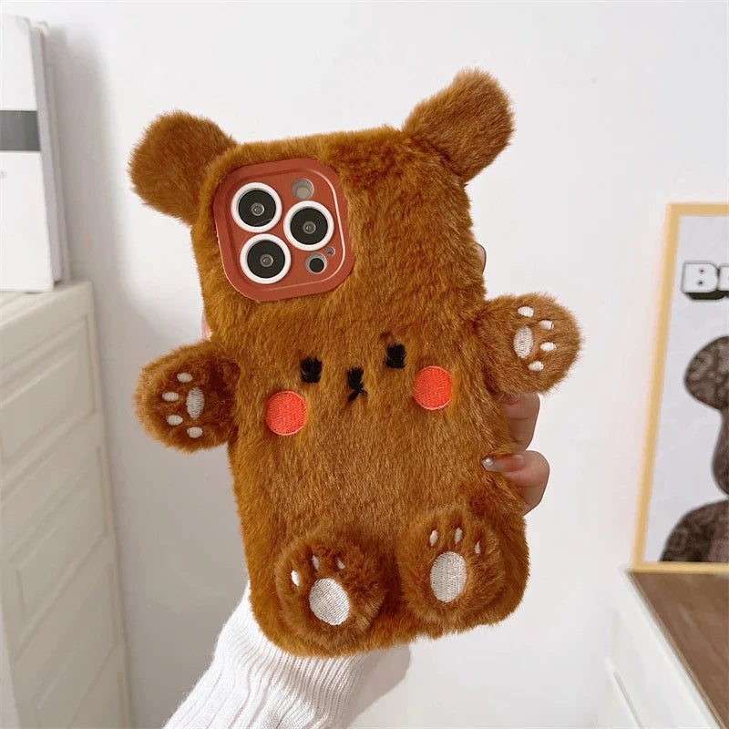 Funda suave de oso de peluche para iPhone