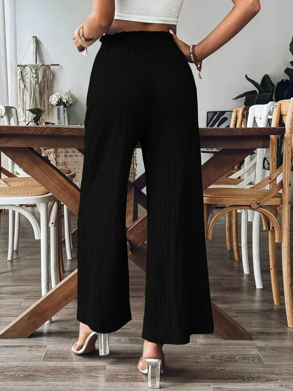 Pantalones Anchos de Tiro Alto
