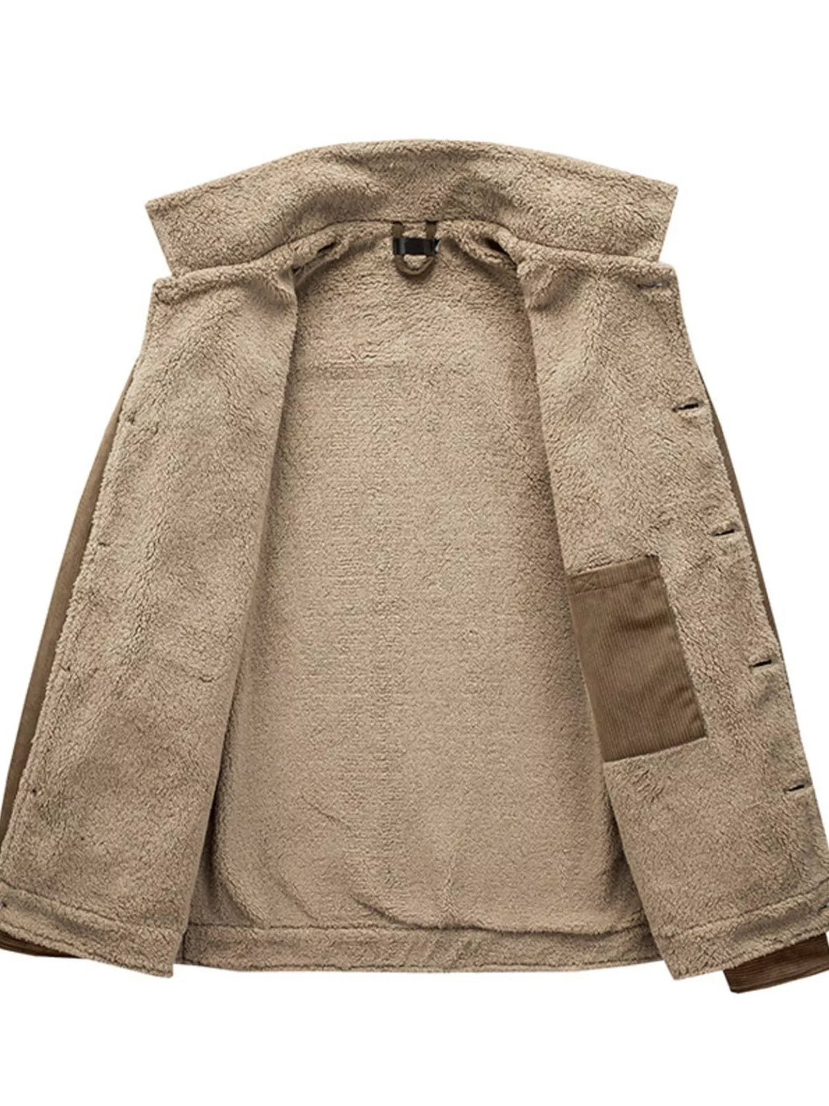 Chaqueta con botones de pana y forro Sherpa para hombre