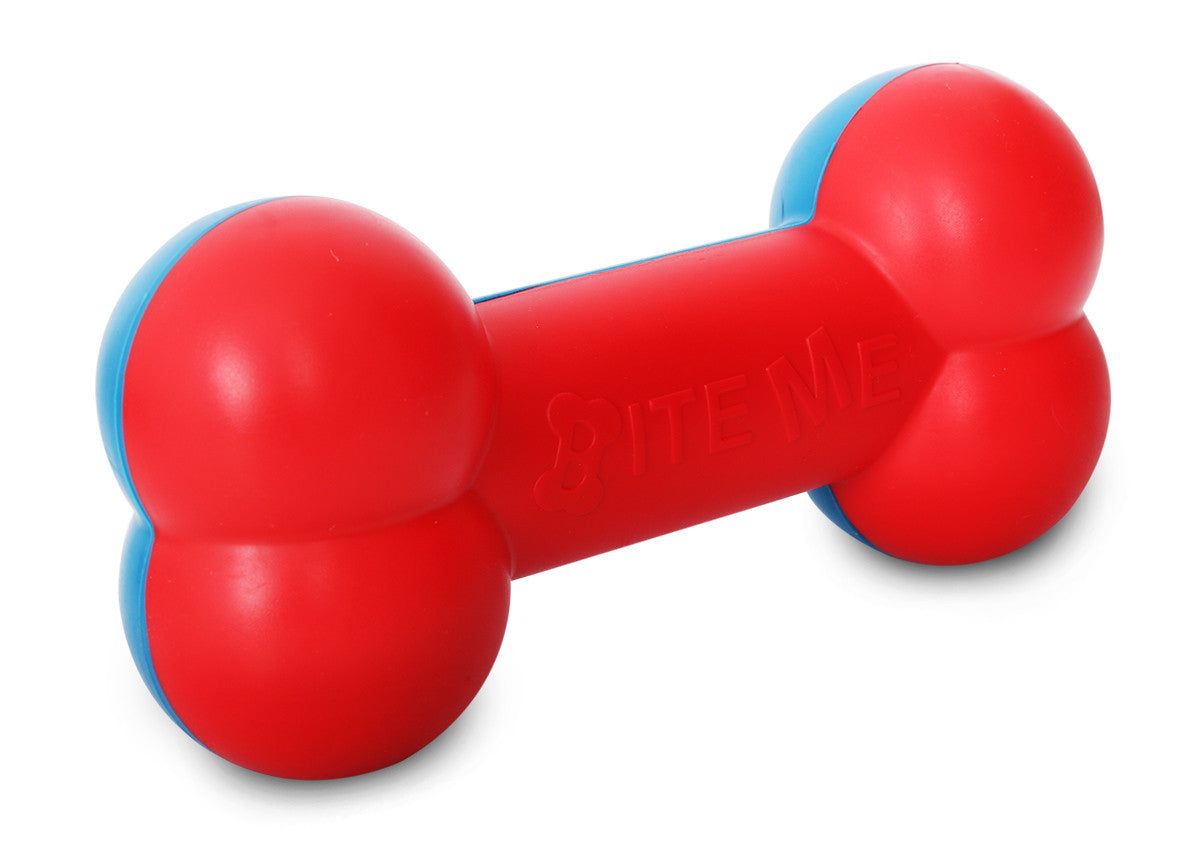 Pet Life Juguete masticable y para lanzar duradero con forma de hueso