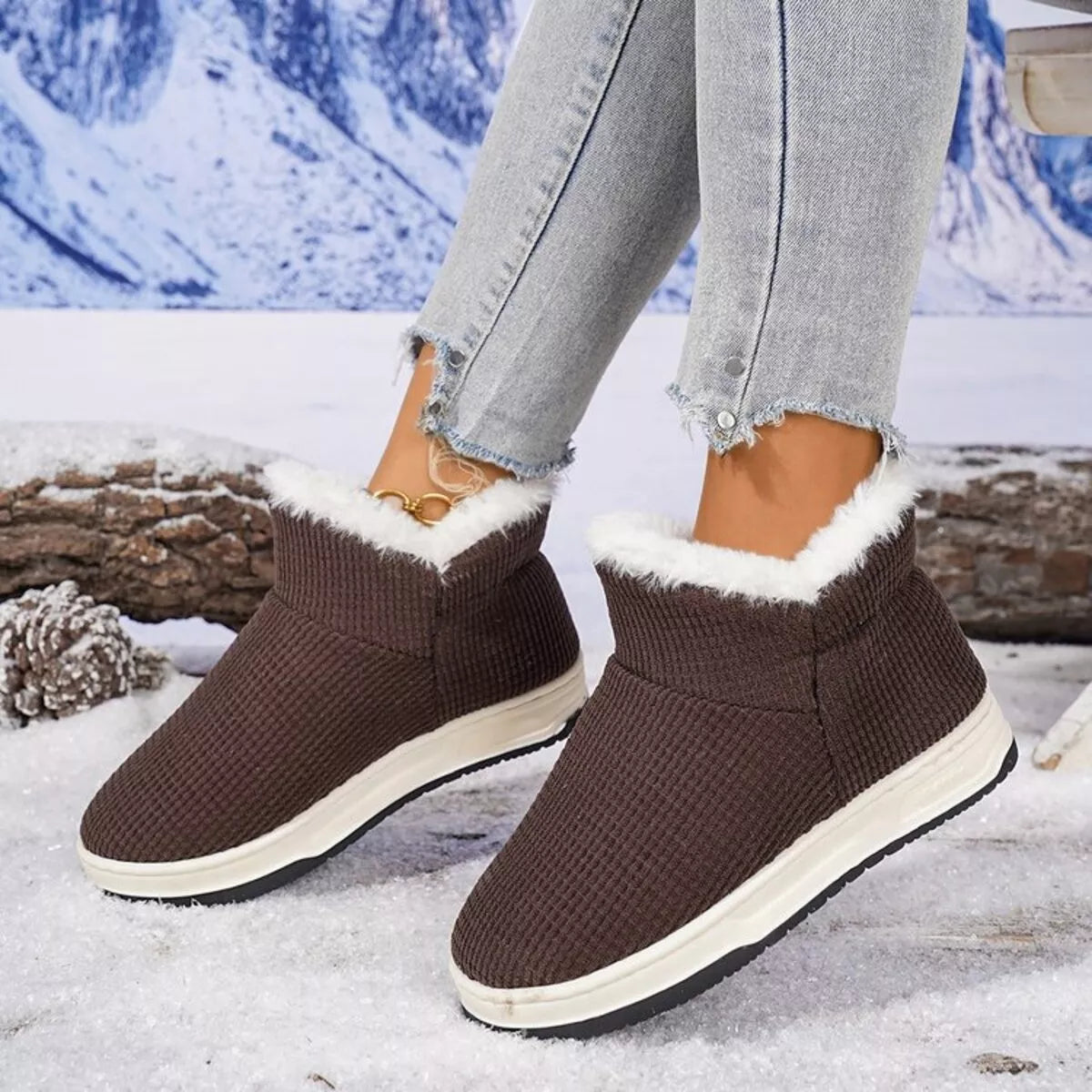 Botines de punto acogedores con forro de felpa