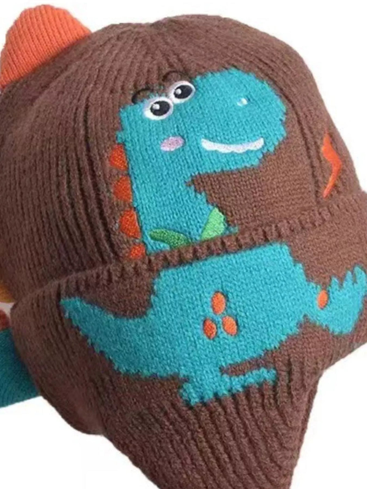 Gorro de dinosaurio de punto para niños