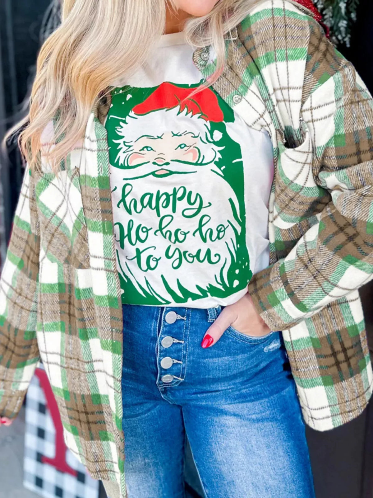 Plaid Button-Down Long Sleeve Shacket