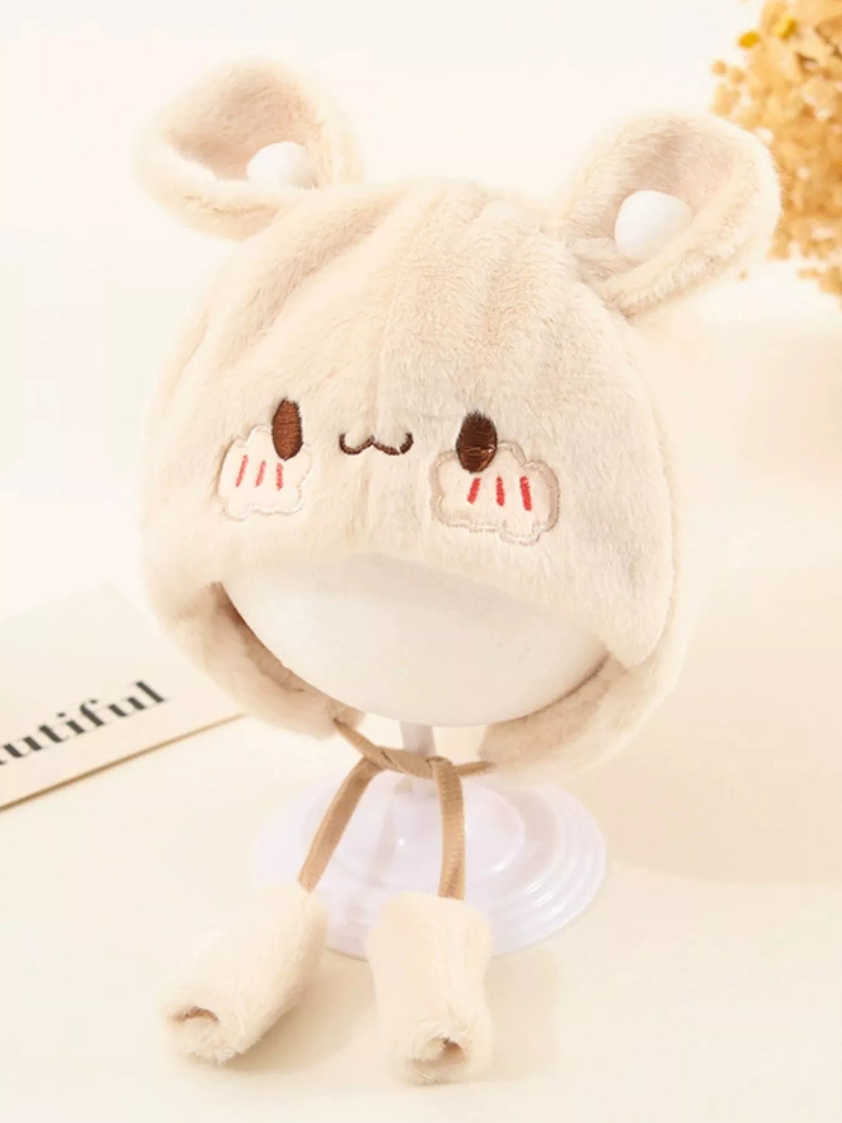 Gorro de felpa con orejas de oso para niños