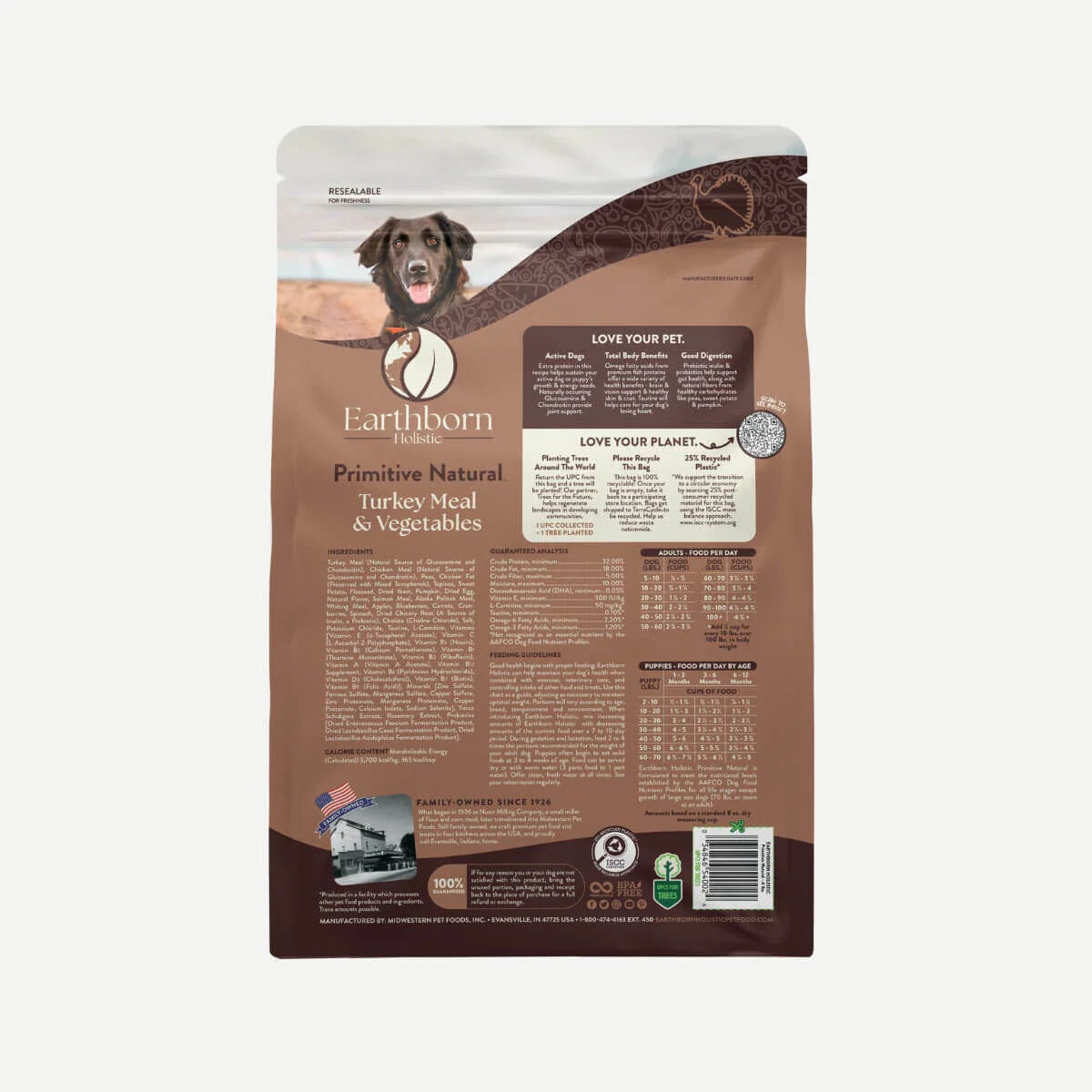 Alimento seco natural para perros Earthborn Grain Free All Life Stages Primitive