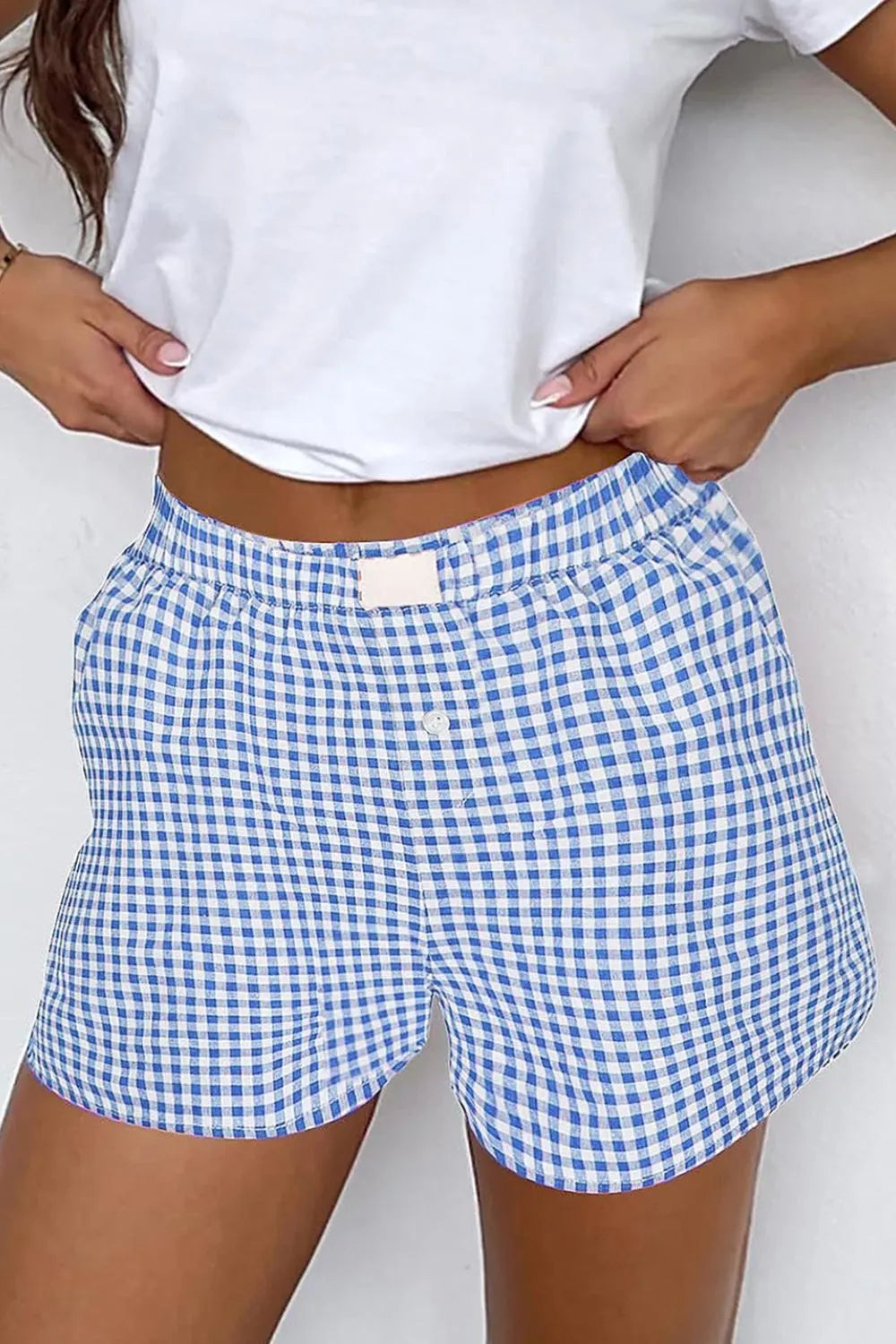 Pantalones cortos de cintura alta con cuadros vichy