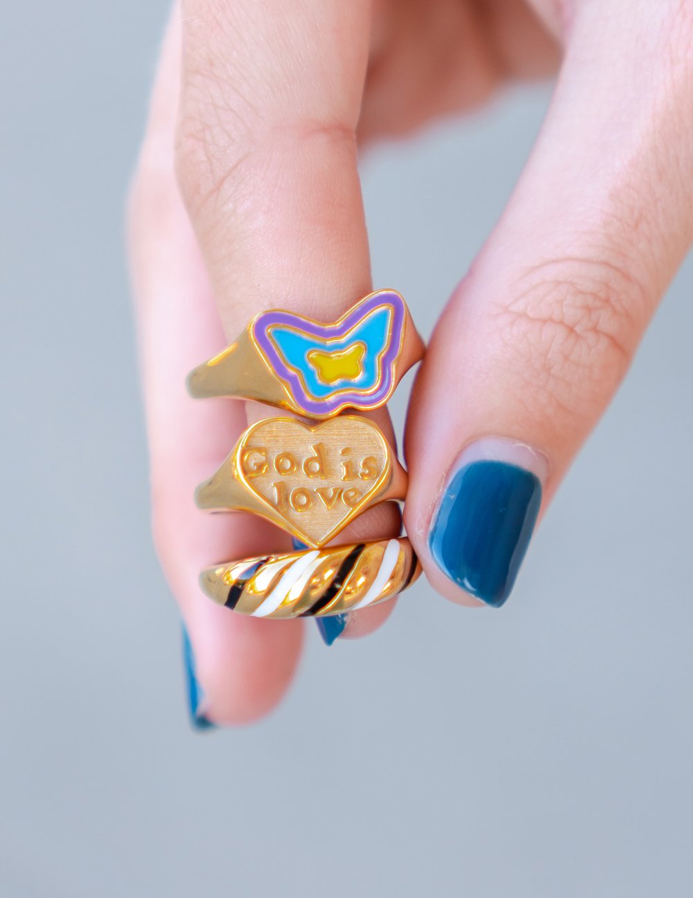 Anillo de croissant esmaltado